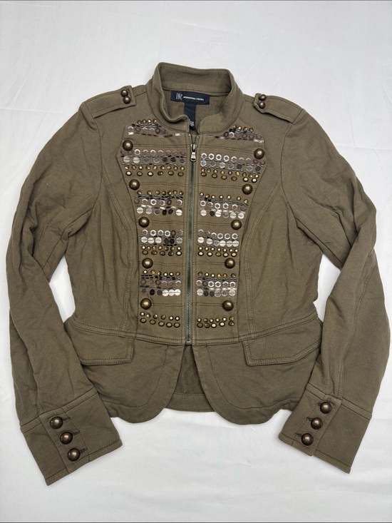 INC International Concepts Jackets & Blazers - INC International Concepts Olive Green Military Style Jacket Embellished Size L